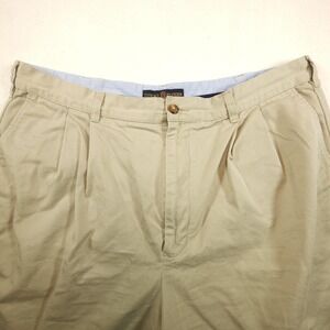Tommy Hilfiger Mens 38 Beige Pleated Chino Golf Shorts Cotton 9 Inch
